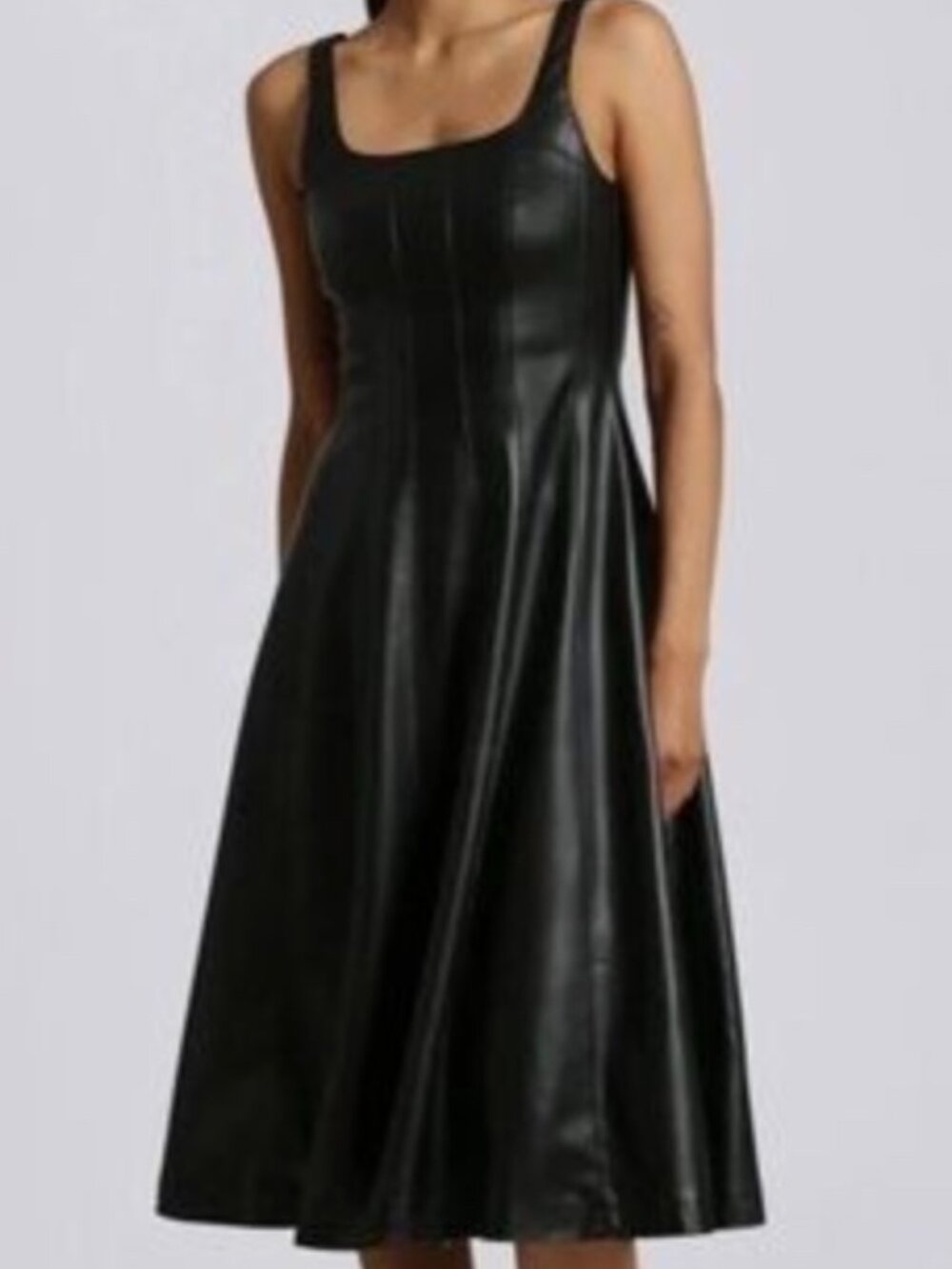 7 for All Mankind Vegan Leather A-Line Dress
